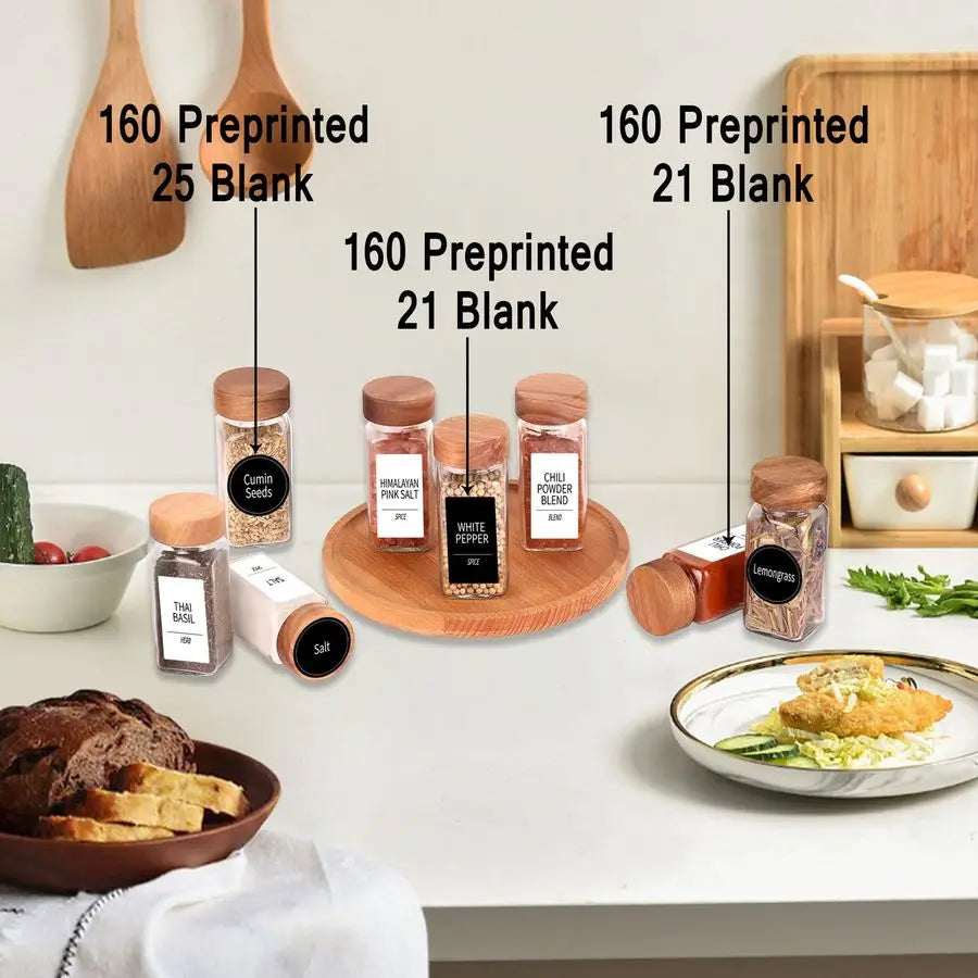 Glass Spice Jar Set with Wooden Lids