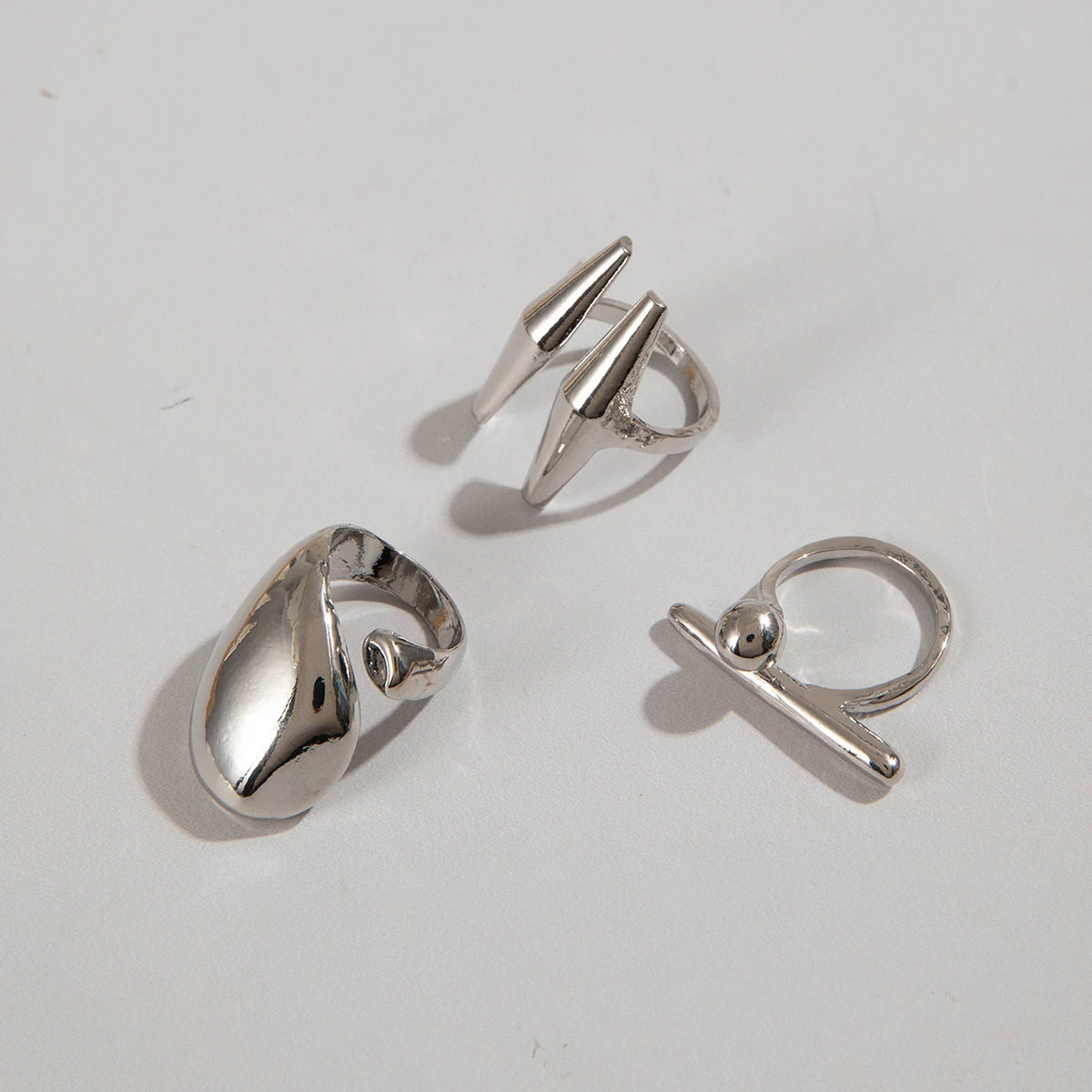 Tocona 2024 New Trendy Geometric Gold Silver Colour Set Rings for Women Adjustable Finger Ring Party Wedding Jewelry Accessories