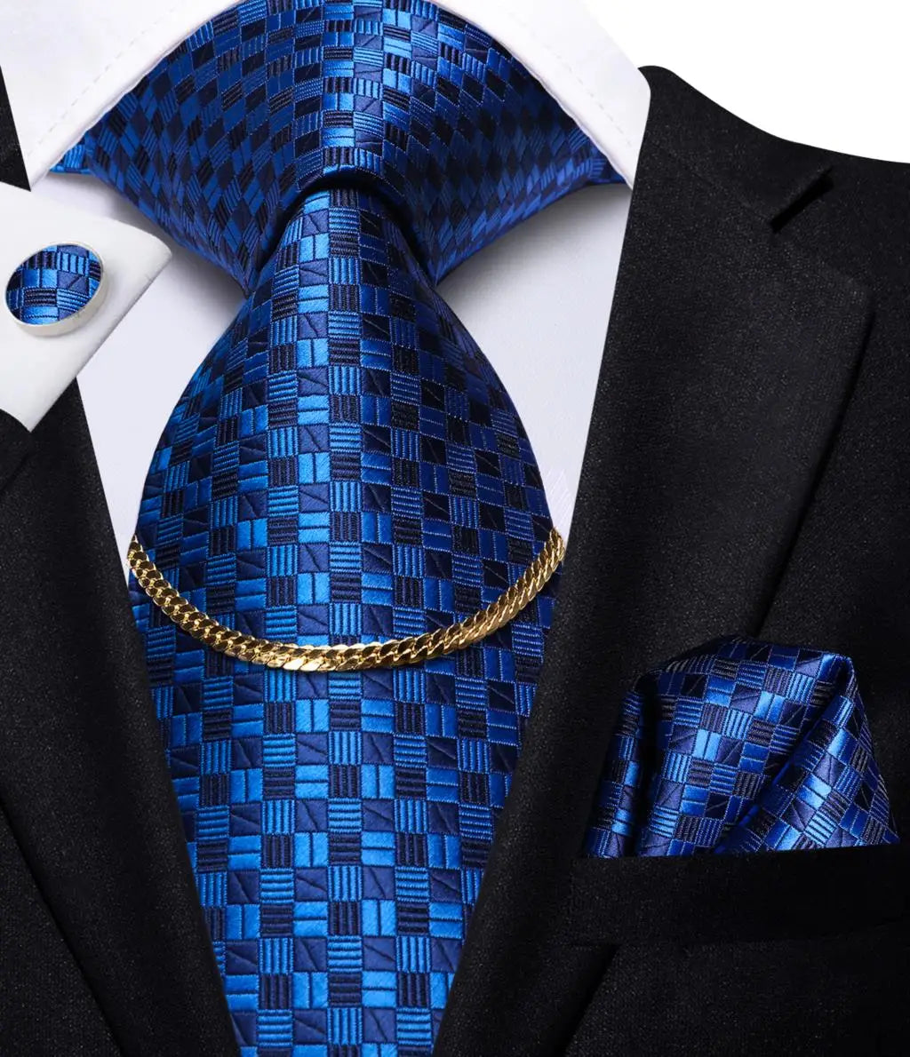 Men’s Black Plaid Silk Tie Set