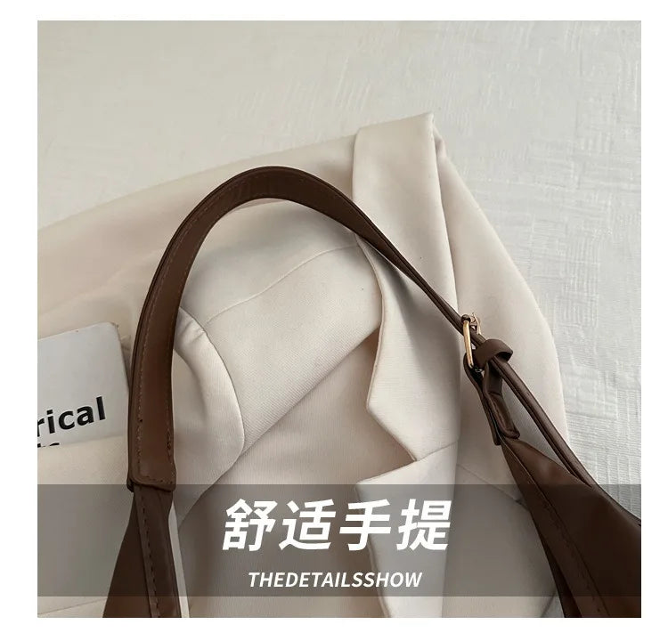 Large-Capacity Women’s Commuting Shoulder Bag – Winter 2025 Popular Solid Color, Simple & Versatile Fashion Bag