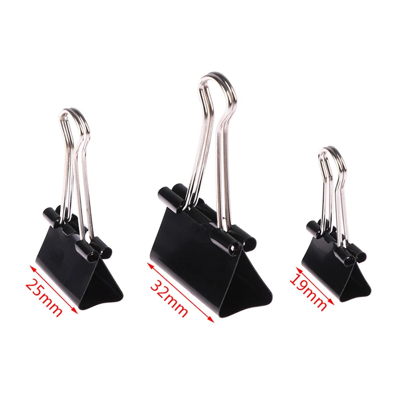 10pcs Black Metal Binder Clips – 19/25/32mm