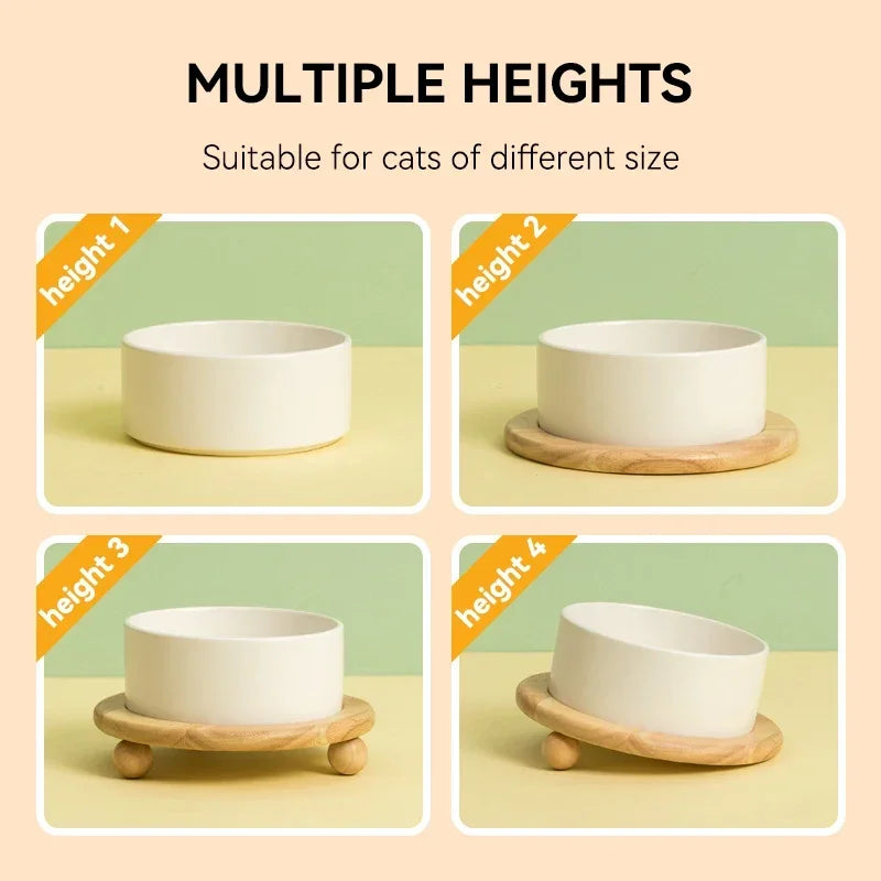 Elevated Pet Bowl with Wood Stand (400/850ml)