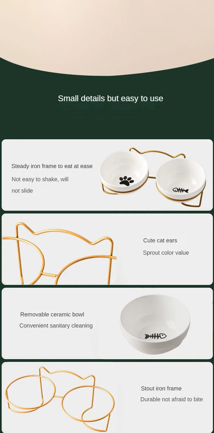 Ceramic Double Pet Bowl – Cervical Protection