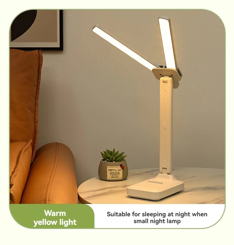 Dual-Head LED Desk Lamp – Foldable & Dimmable