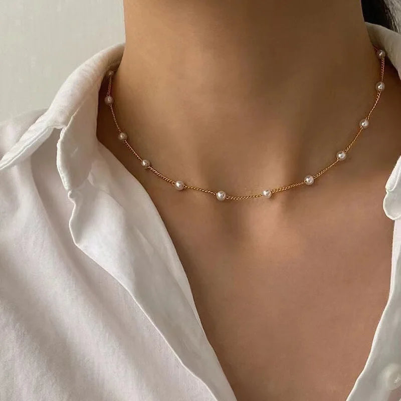 Pearl Beads Choker Necklace