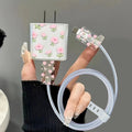 Korean Clear Black Bow Charge Protective Case For iPhone 18W-20W US Data Line Charger Protector Cover Charger Sleeve Accessories