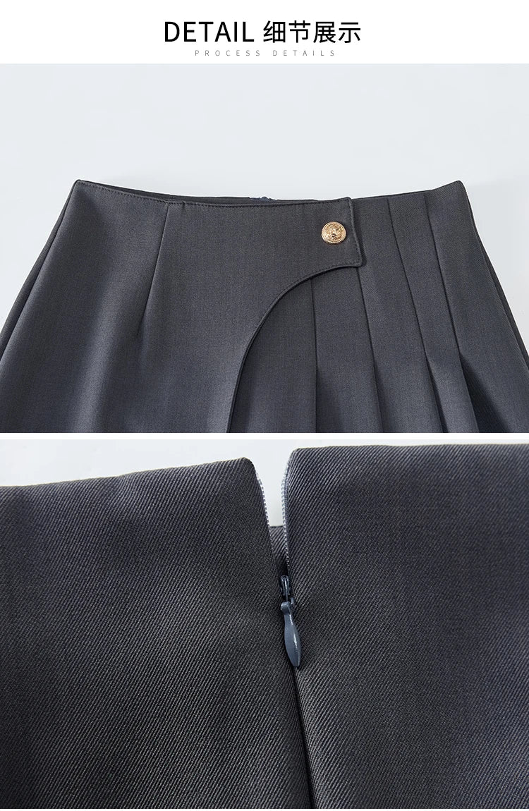 SMTHMA Women's High-Waisted Slimming Solid A- Line Skirt New Fashionable Big Umbrella Skirt Autumn/Winter Season Long Skirt