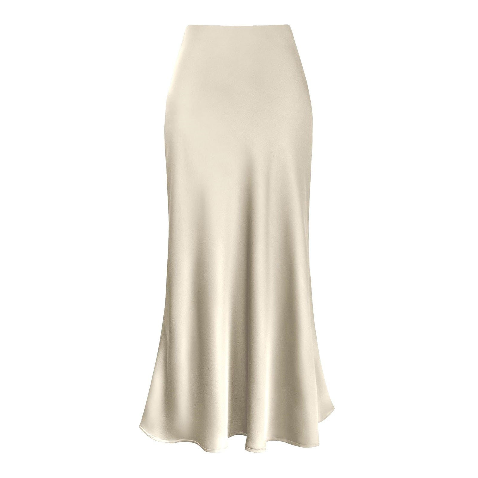 Elegant Silk Satin Skirts For Women High Waisted Skirt New Korean Fashion A-Line Faldas Solid Color Glossy Office Lady Skirts