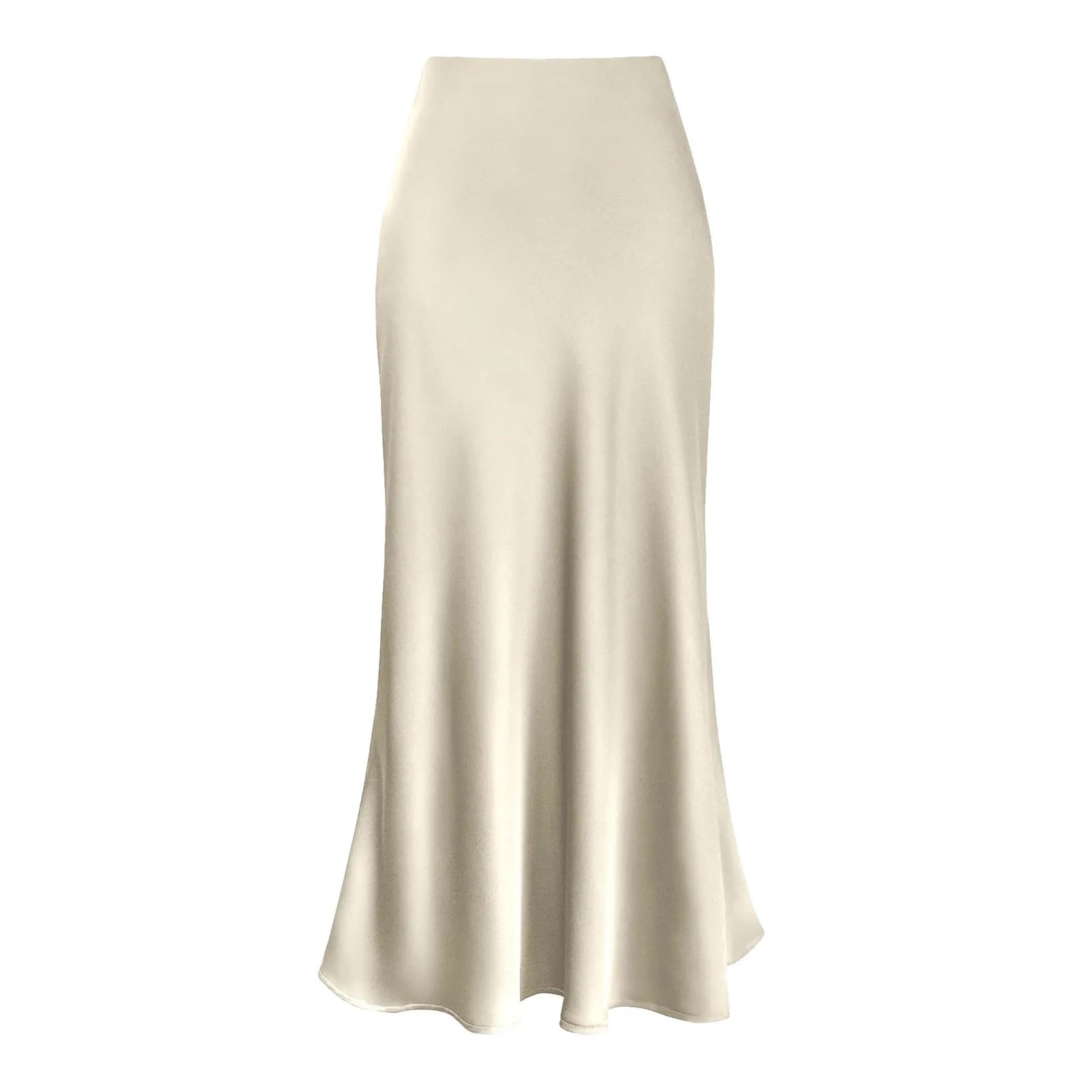 Elegant Silk Satin Skirts For Women High Waisted Skirt New Korean Fashion A-Line Faldas Solid Color Glossy Office Lady Skirts