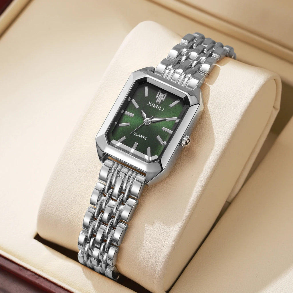 1/2/4PCS Luxury Women Watches Fashion Rectangle Woman Quartz Watch Stainless Steel Band Wristwatches Reloj Mujer（Without Box）