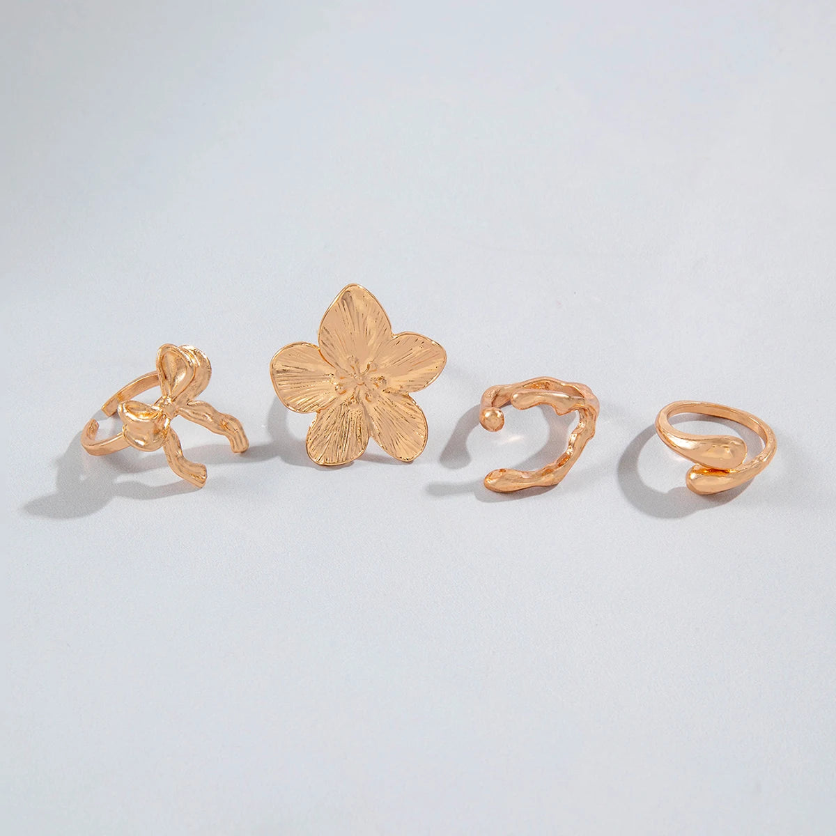 Tocona 2024 New Trendy Geometric Gold Silver Colour Set Rings for Women Adjustable Finger Ring Party Wedding Jewelry Accessories