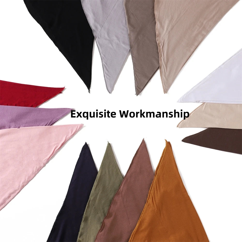 2024 New Solid Color Soft Modal Triangle Scarf Hijab Elastic Mercerized Cotton Wrap for Muslim Woman Hot Sale Headscarf