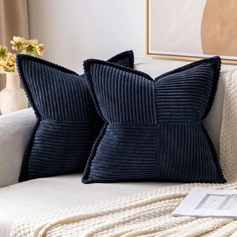 Solid Color Striped Corduroy Pillow Cushion Cover - Minimalist Sofa Backrest Cushion Office Lumbar Support Pillow Case for Nap