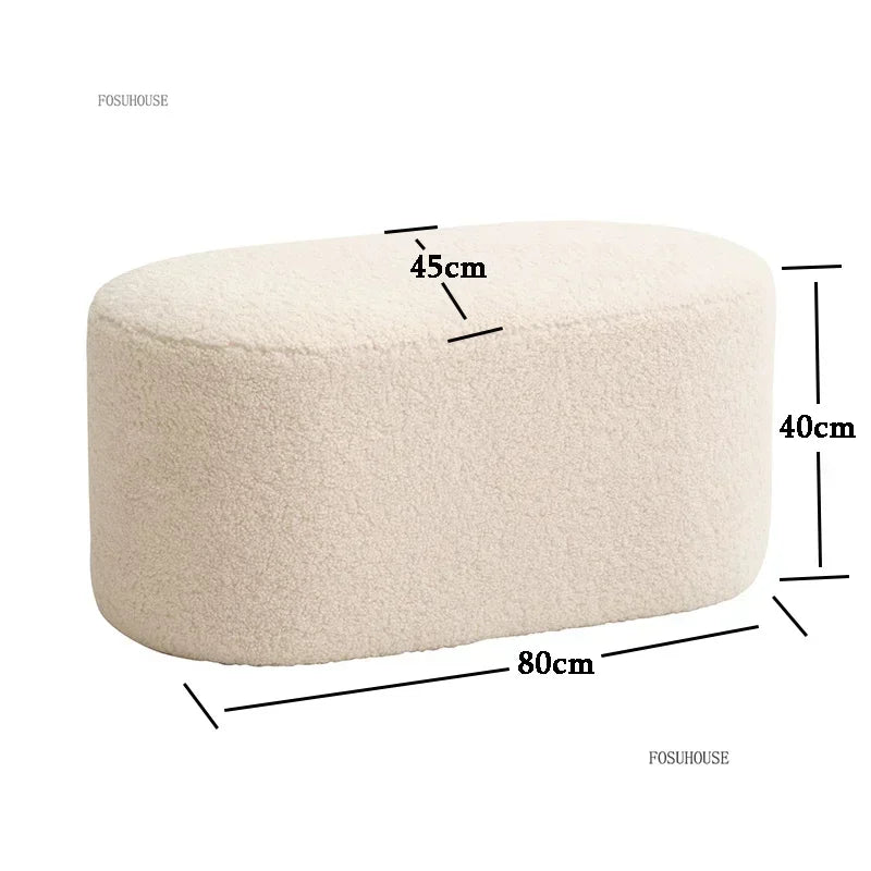 Modern Living Room Furniture Minimalist Shoe Changing Stool Nordic Lambswool Footrest Leisure Ottomans Designer Hallway Ottoman