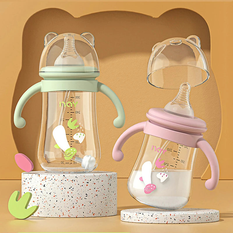 300ML Baby Bottle Set – PP Bottle with Handle & Silicone Pacifier