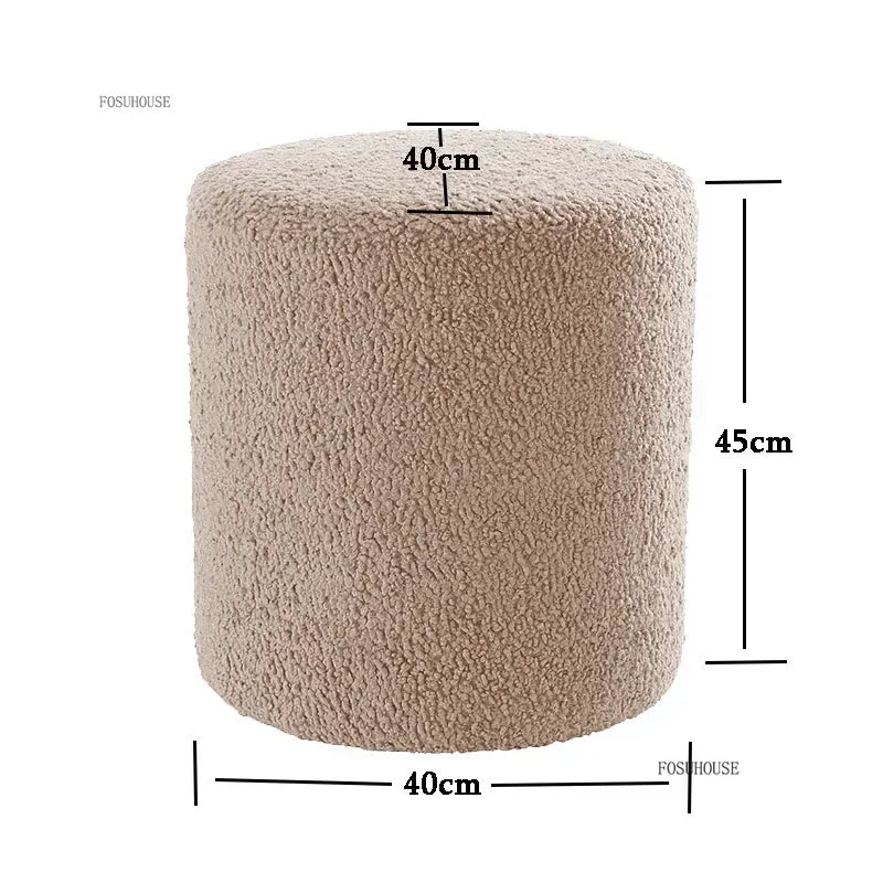Modern Living Room Furniture Minimalist Shoe Changing Stool Nordic Lambswool Footrest Leisure Ottomans Designer Hallway Ottoman