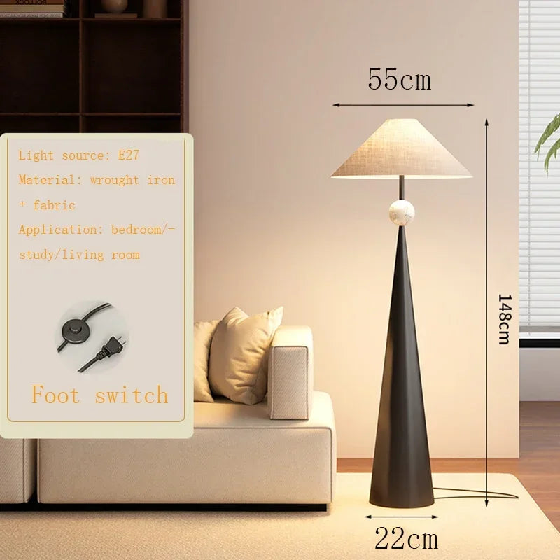 Wabi-sabi Minimalist Floor Lamp Cloth Cover Art Decorative Japan Designer Stand Lights Living Sofa Bedroom Bedside Floor Light