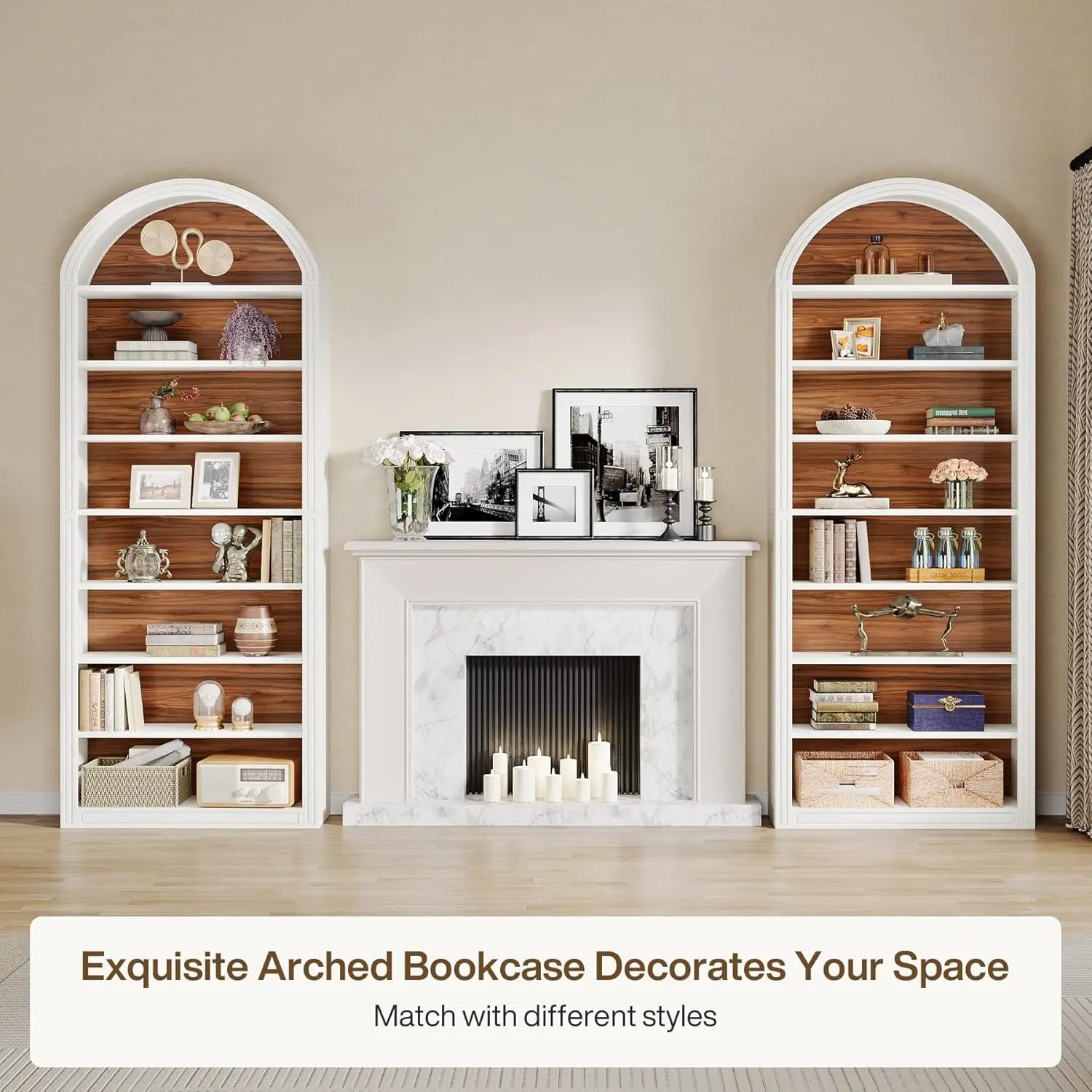 Modern Arched 8-Tier Bookcase – Floor Standing