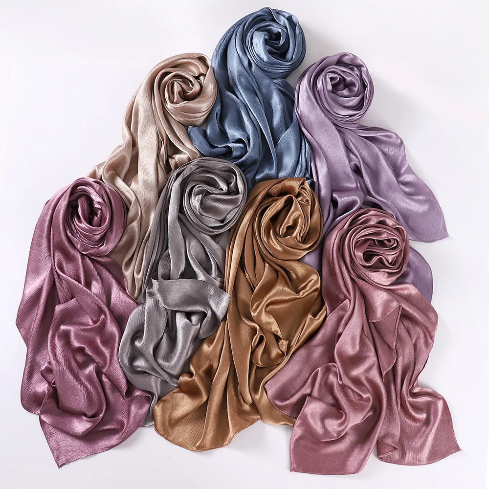 Chiffon Hijab Silk Scarf For Women Scarves Luxury Bandana Headband Headscarf Shawl Chic Muslim Woman Turban Hijabs