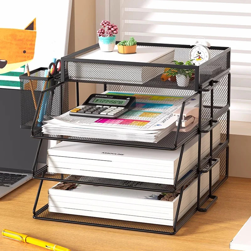 A4 Desk Paper Organizer – Metal Mesh Tray