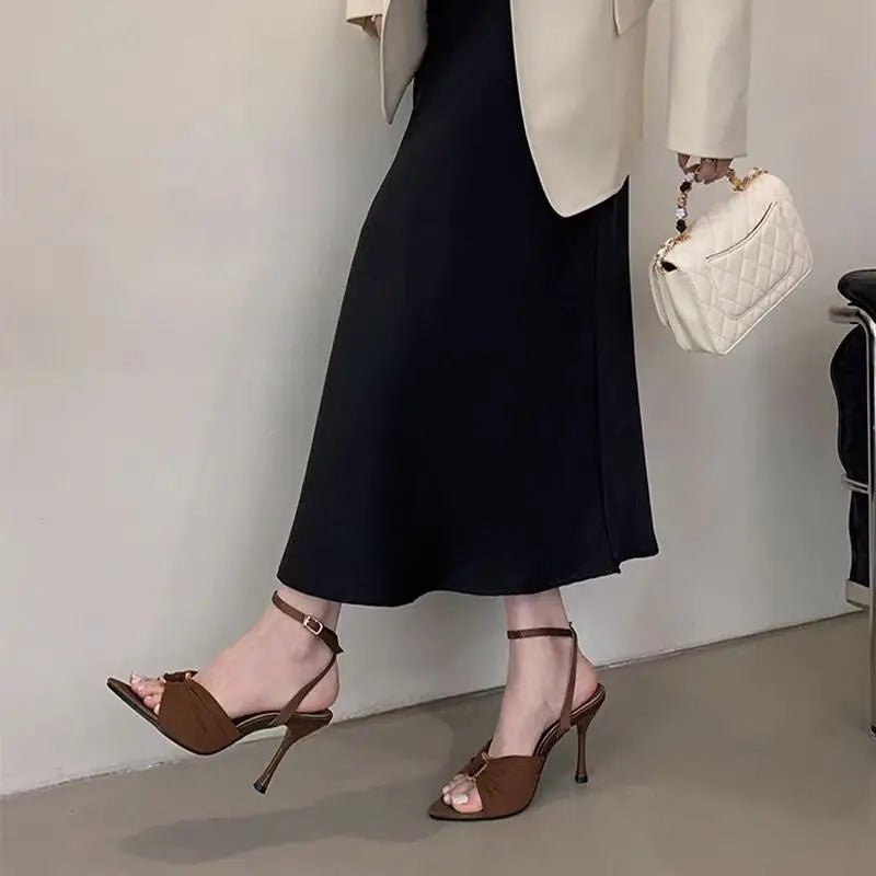 Sexy Super-high Heels Women Sandals Fad Pointed Toe Heeled Shoes 2025 Summer Stilettos Pumps Elegant Slingback Chaussures Femme