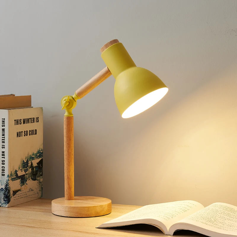 Creative Nordic Wooden LED Table Lamp – Bedside & Desk