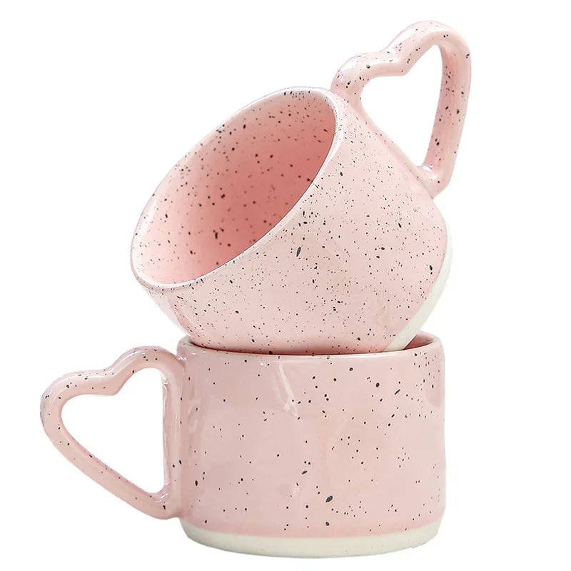 Korean Style Pink Heart Ceramic Mug