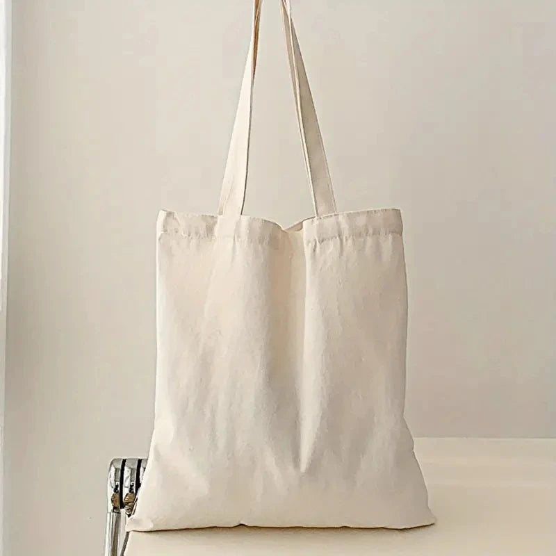 Large Capacity Women's Canvas Shoulder Bag Simple Casual Solid Color Handheld Tote for Shopping And Travel