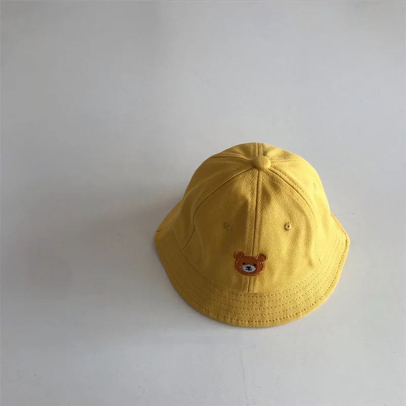 Korean Baby Bucket Hat – Cartoon Bear Sun Cap for Boys & Girls