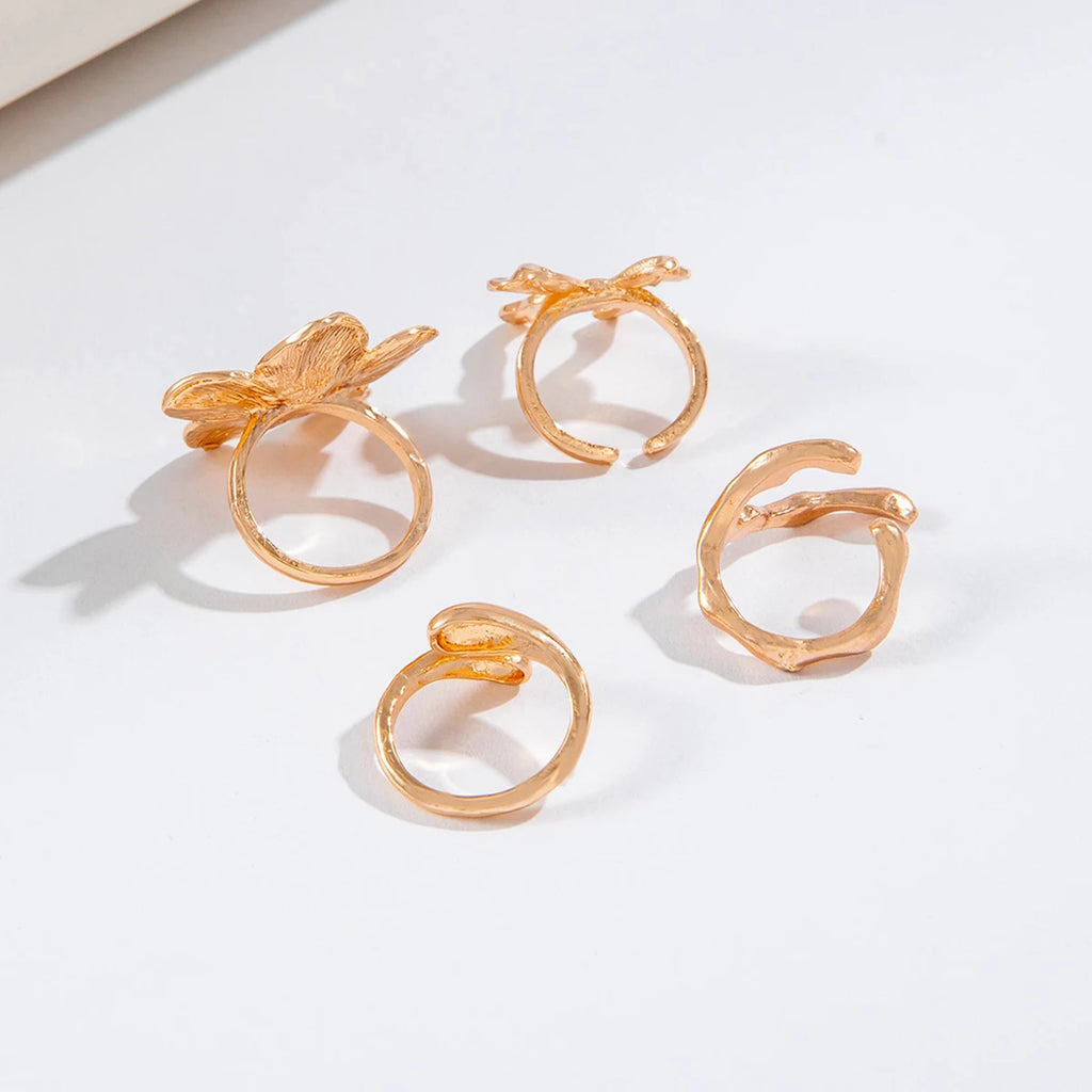 Tocona 2024 New Trendy Geometric Gold Silver Colour Set Rings for Women Adjustable Finger Ring Party Wedding Jewelry Accessories