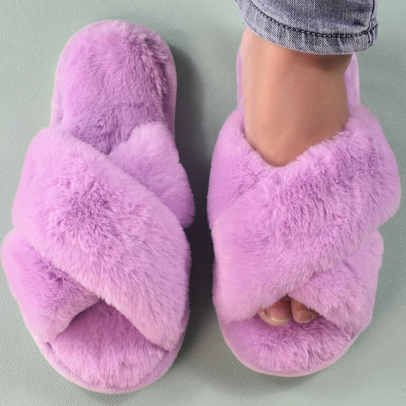 Leopard Plush Women Slippers