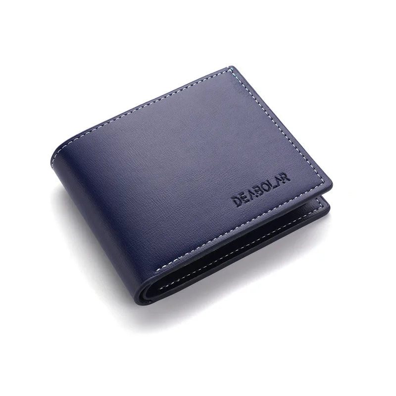 Men’s PU Leather Short Wallet – Slim Folding Credit Card Holder