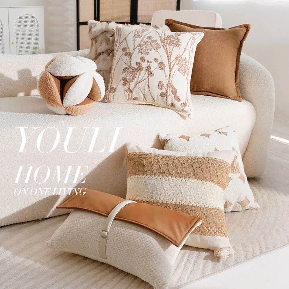 French Antique Nordic Brown Luxury Pillow Covers For Sofa Bed Cushion Elegant Home Decor High-End Soft Vintage Style