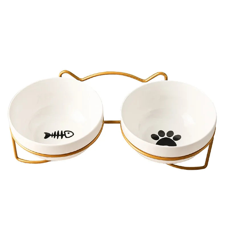 Ceramic Double Pet Bowl – Cervical Protection