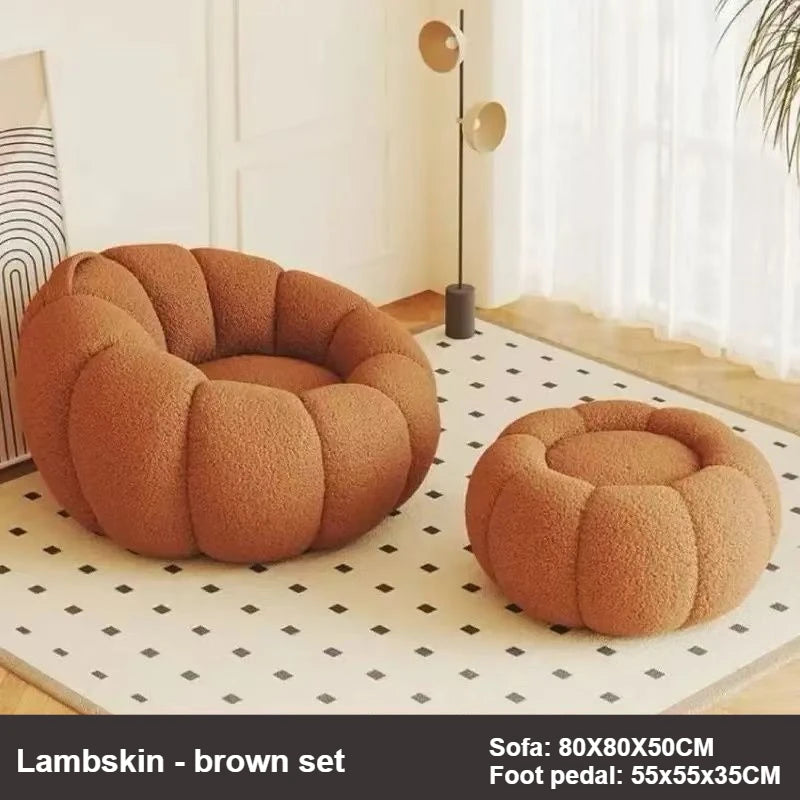 Lazy Pumpkin Sofa Nordic Style Single Sofa Chair EPS Particle Filling Soft Comfortable Home Living Room Balcony Bedroom Sofa Set