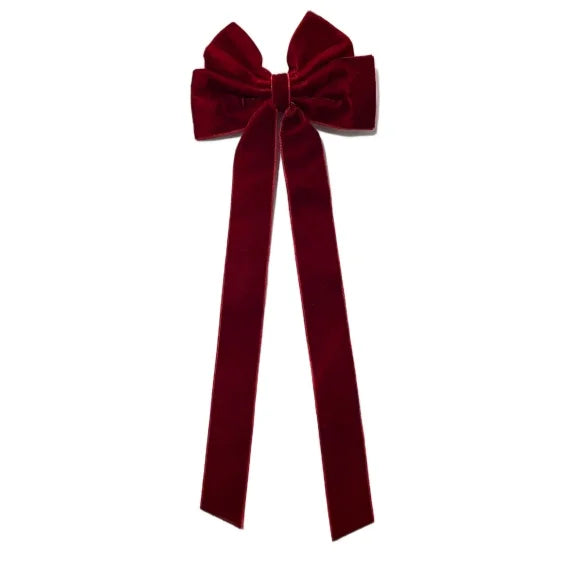 Velvet Hair Clip for Women Elegant Handmade Black Red Green Double Bows Barrette Pin Long Tassel Hair Accessories Christmas Gift