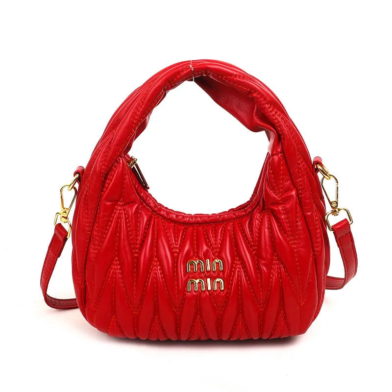 Designer Women Handbags 2025 French Women's Bag Pleated Miu Niche Trendy Handbag Crescent Bag Ins Single Shoulder Crossbody Bag