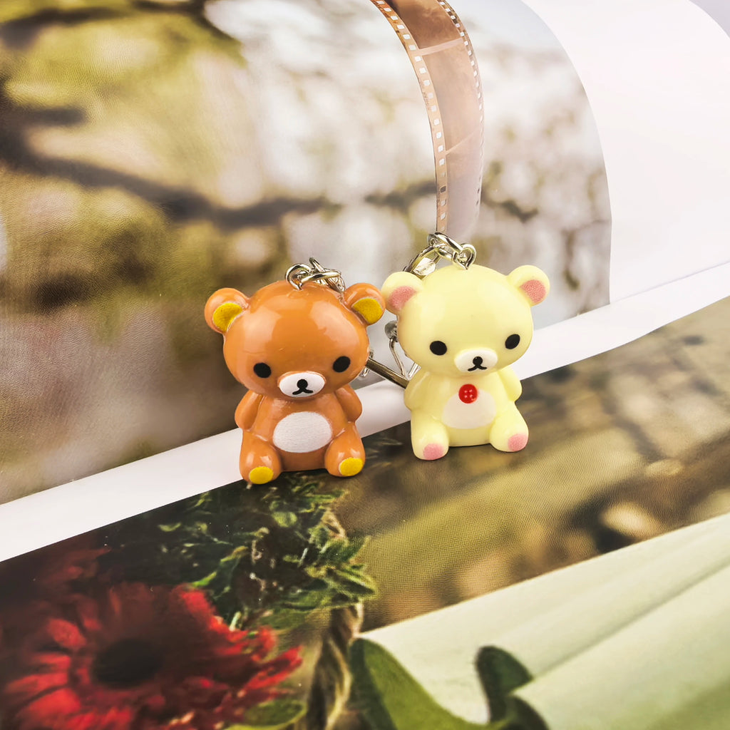 Kawaii Rilakkuma Easy Bear Keychains Lazybear Doll Bag Clothing Puller Phone Rope Keyrings Accessories Pendants Couple Gifts