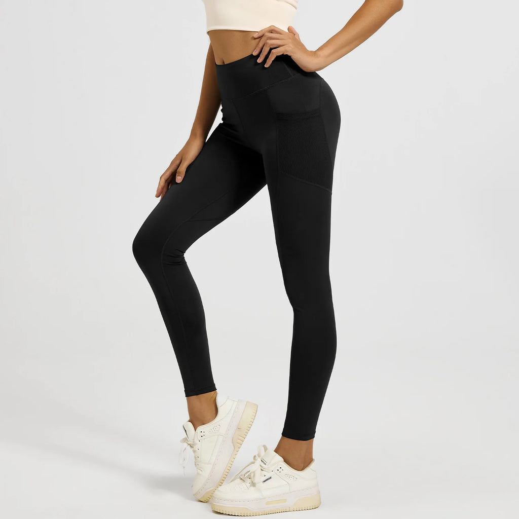 2026Spring Summer New Women's Yoga Pants Tight Peach Hip Leggings Pocket High Waist Belly Tight Trousers Sports Riding Pants Fit