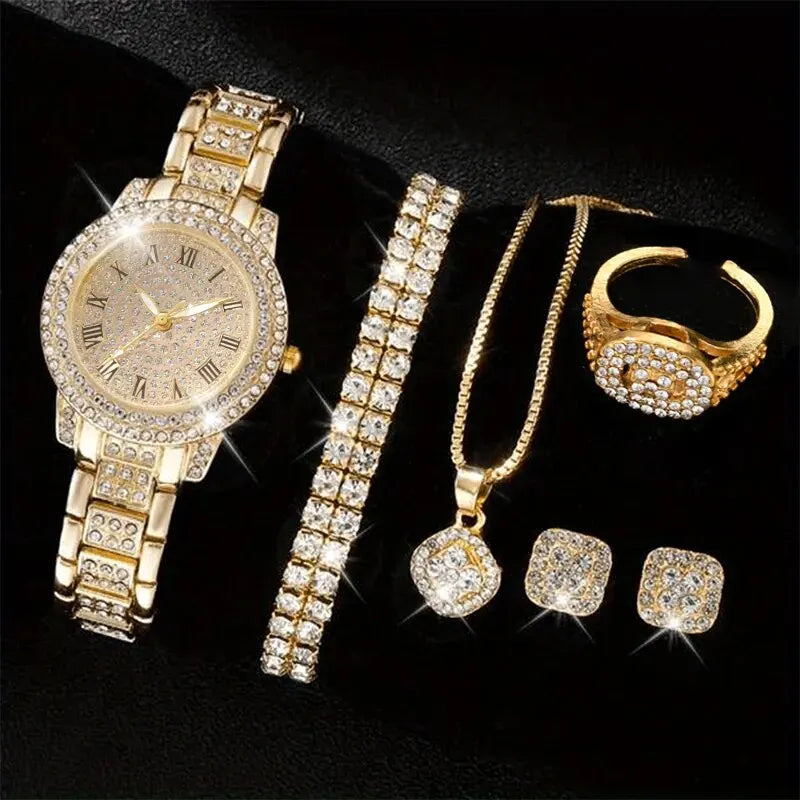 6PCS Luxury Crystal Women Watch Set