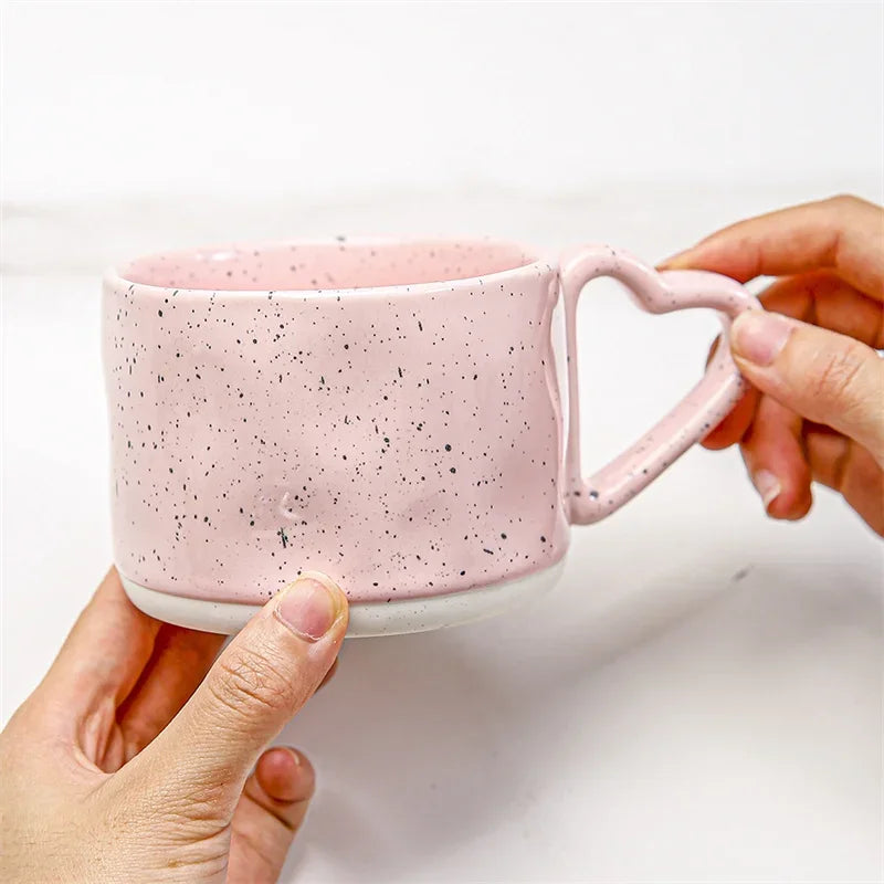 Korean Style Pink Heart Ceramic Mug