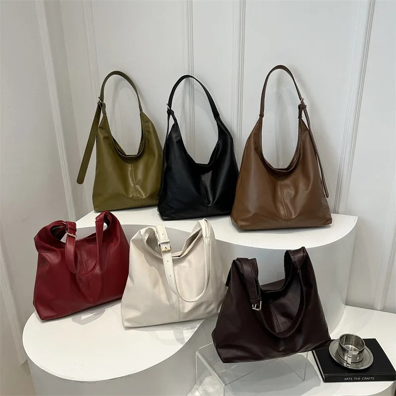 Large-Capacity Women’s Commuting Shoulder Bag – Winter 2025 Popular Solid Color, Simple & Versatile Fashion Bag