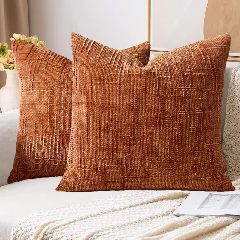 Chenille Pillowcase Bamboo Yarn Texture Throw Pillow Covers Solid Sofa Cushion Covers for Home Bedroom Living Room Decor