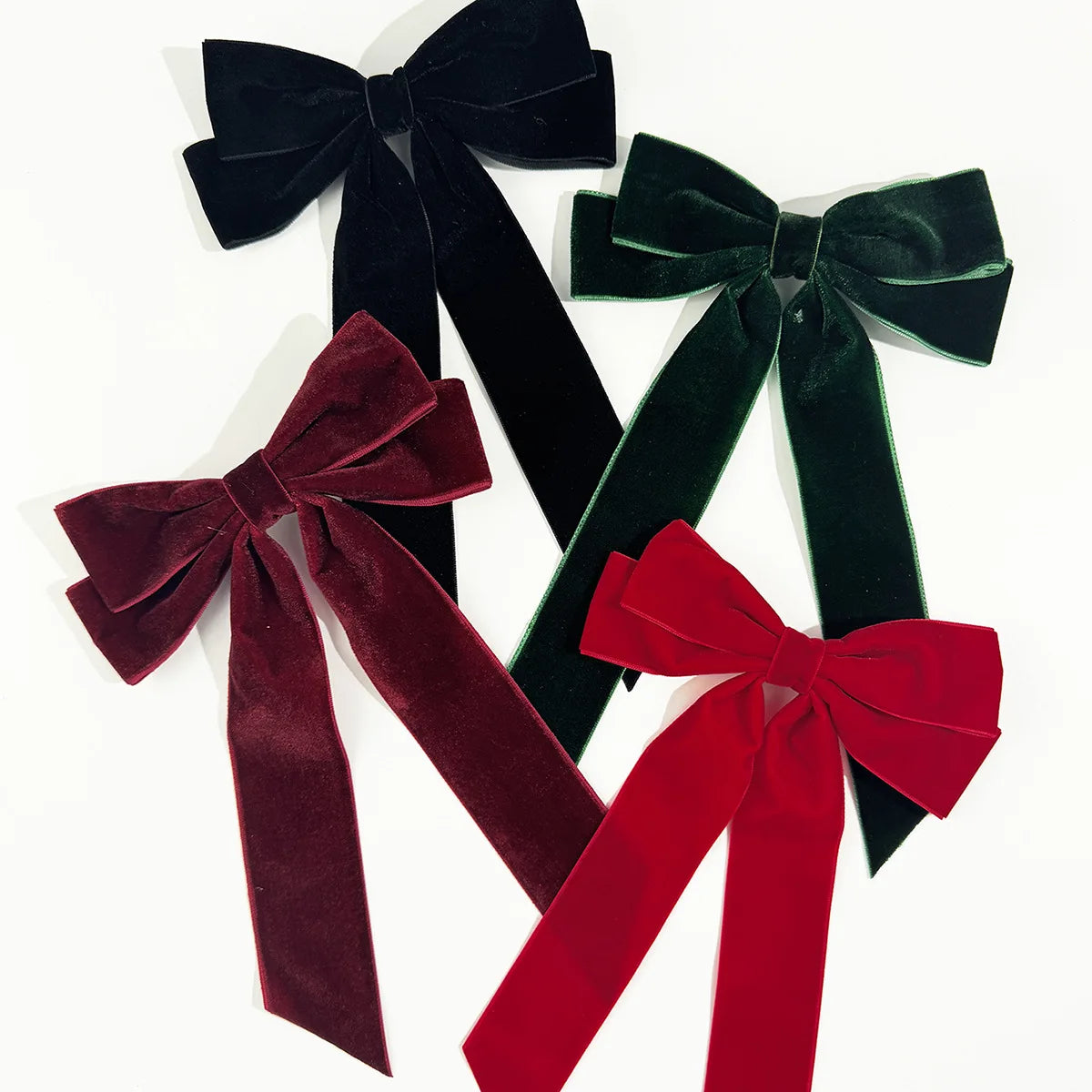 Vintage Velvet Bow Hairpins Barrettes For  Girls Wedding Long Ribbon Korean Hair Clip Hairgrip Accessories Christmas party hair