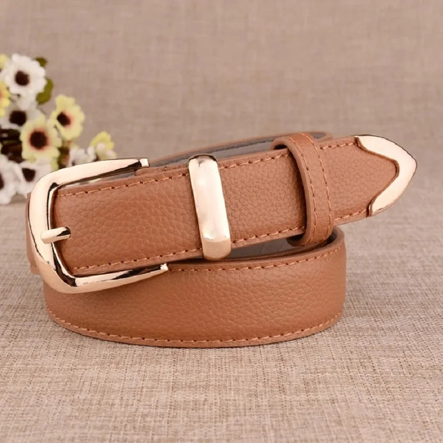 Women White Leather Trouser Belt