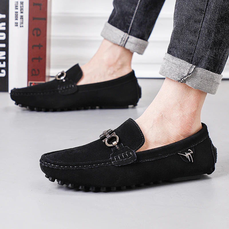 Handmade Suede Leather Men’s Slip-On Loafers