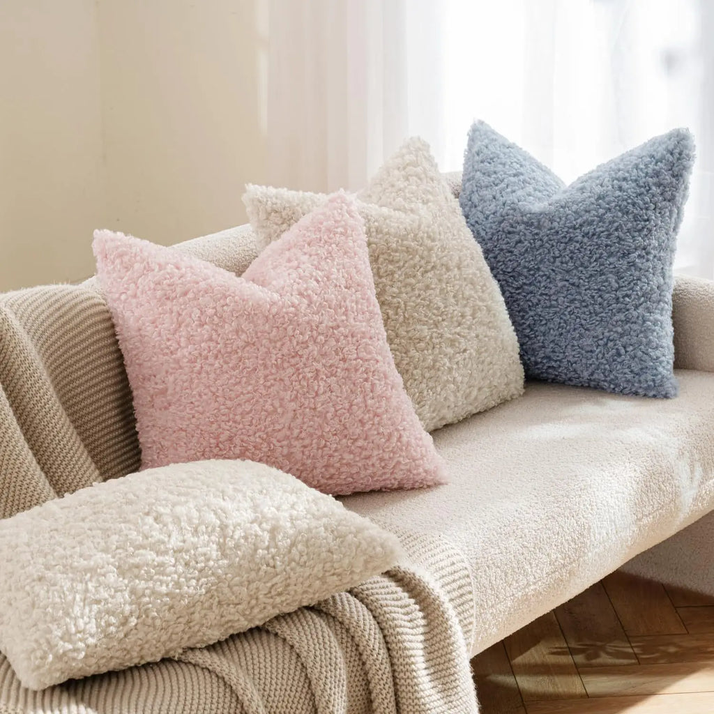 Lamb Fleece Pillow Cover Plush Teddy Curly Thickened Pillowcase Soft Modern Minimalist Nordic Sofa Cushion Case Cozy Home Decor