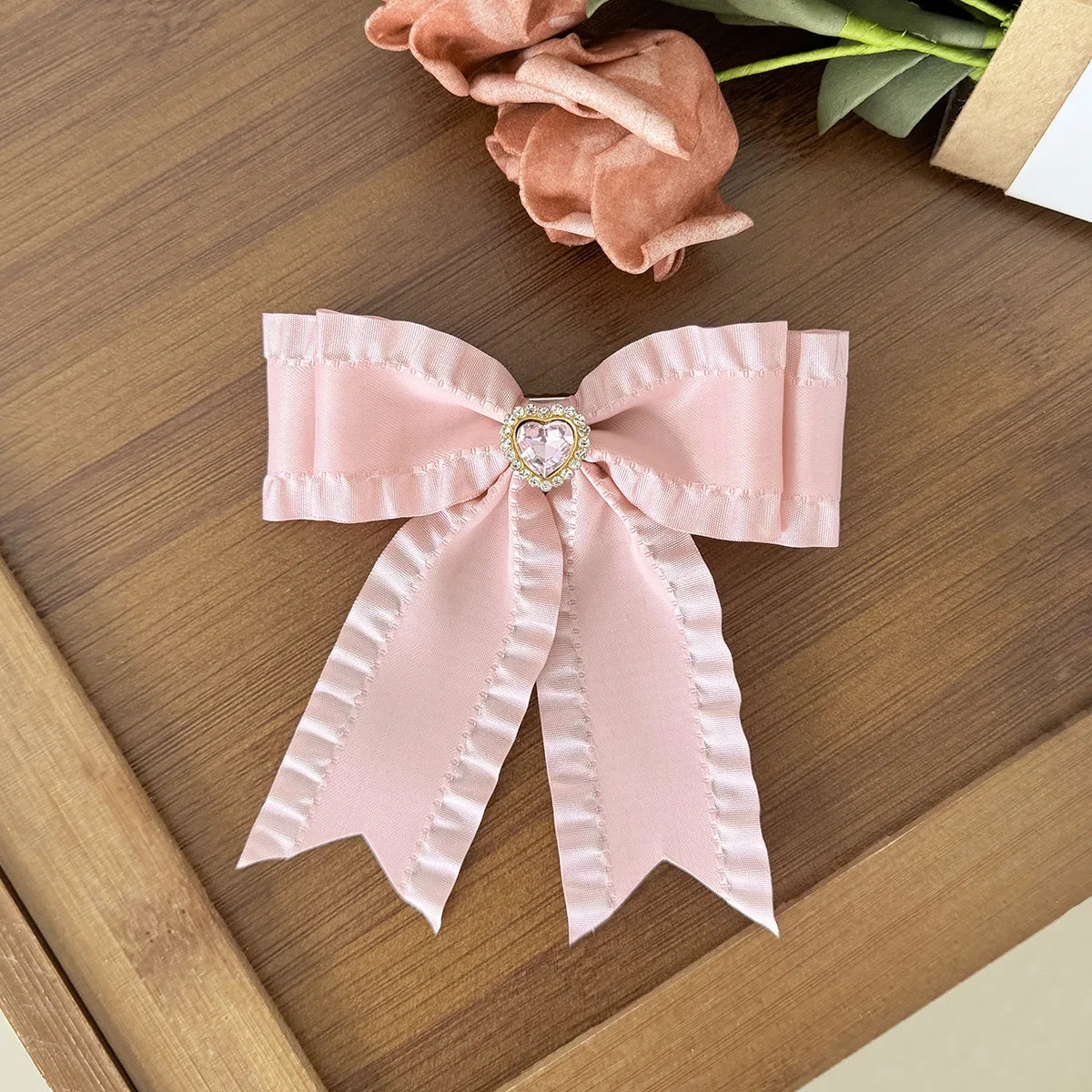 Women Elegant Lace Bow Ribbon Hair Clips Solid Color Satin Заколка Бант Girls Korean Hairpins Party Headdress Hair Accessories