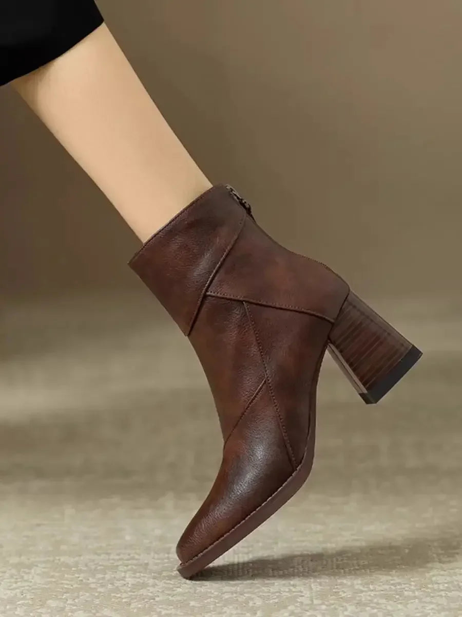 2025 New Chelsea Boots Women Shoes Chunky Ankle Goth Mid Heels Brand Winter Fashion Pointed Toe Boots Motorcycle Botas Femme