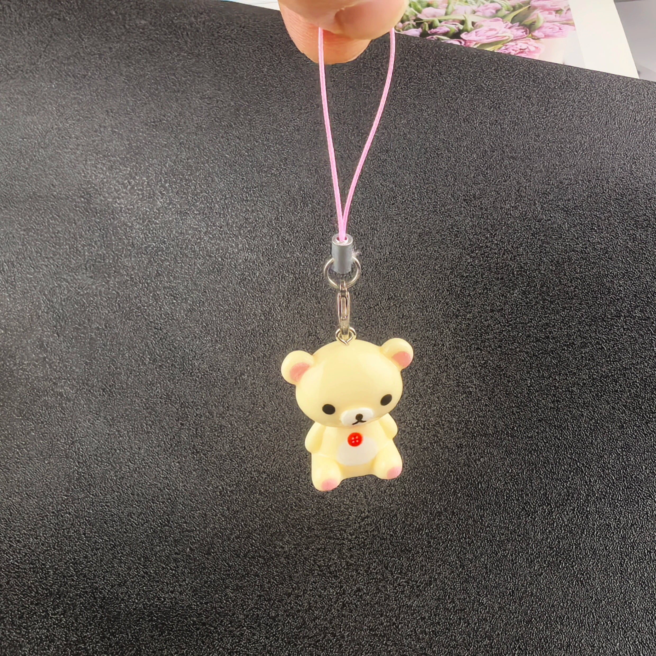 Kawaii Rilakkuma Easy Bear Keychains Lazybear Doll Bag Clothing Puller Phone Rope Keyrings Accessories Pendants Couple Gifts
